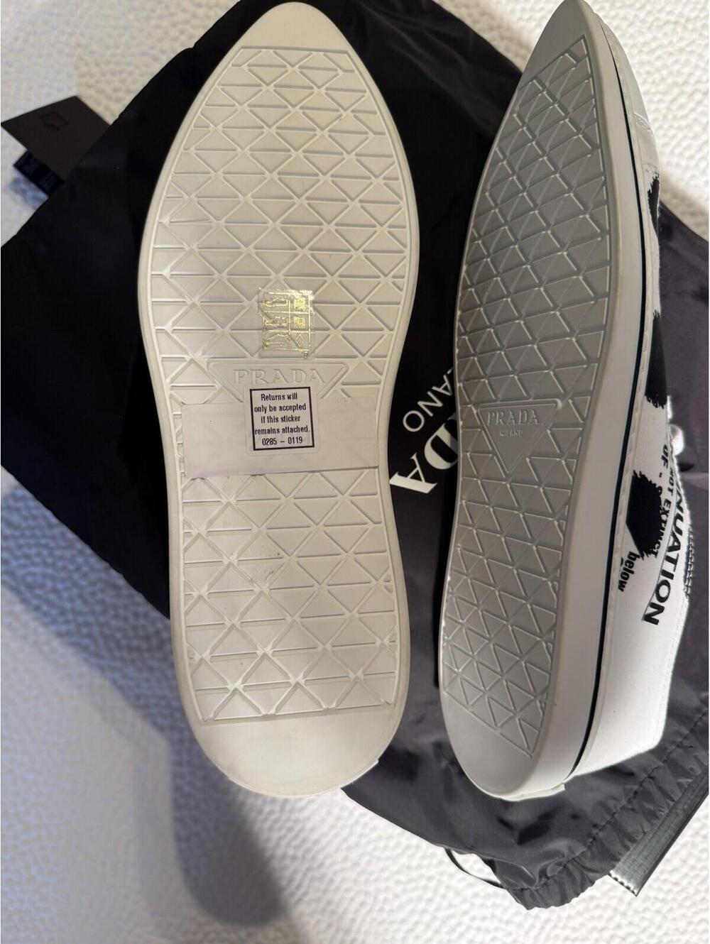 PRADA SNEAKERS SHOES 1E617M WHITE GABARDINE POLKA NEW WITH BOX SIZE 40 - Picture 8 of 9